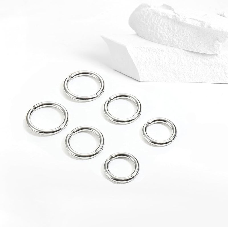 SIISPRI 3 Pairs Clip On Huggie Earrings for Men Women, Unisex Surgical Stainless Steel Hypoallergenic Earrings,Small Hoop Earrings, Polished for Non Pierced Earrings - Image 4
